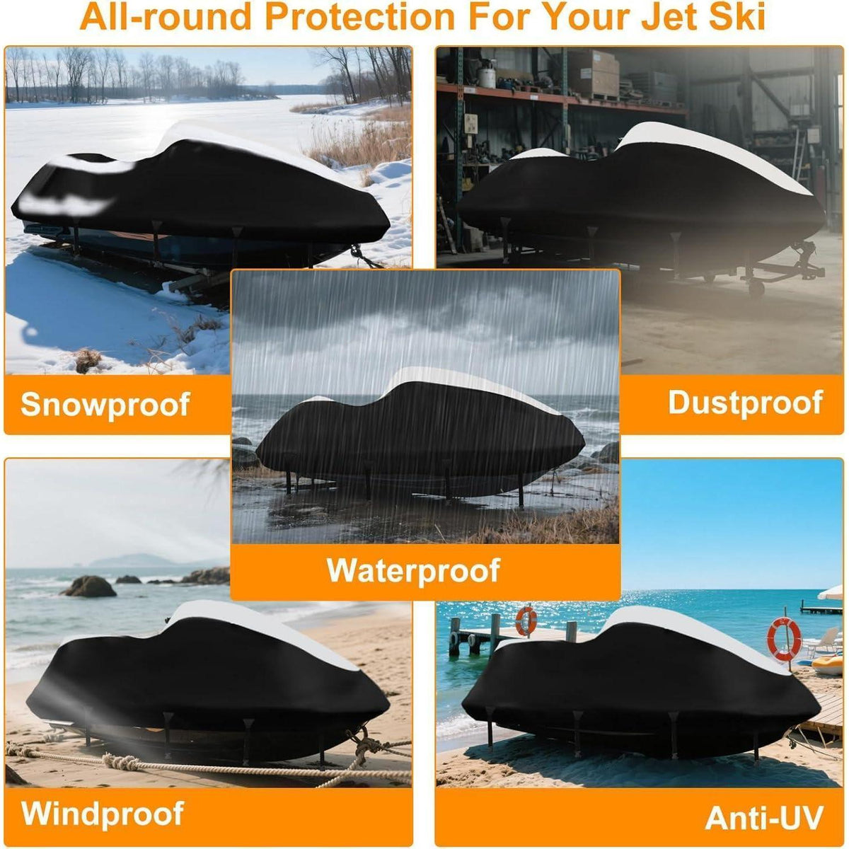 Jet Ski Abdeckplane 900D Wasserdicht für Waverunner Polaris