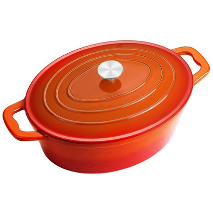 Gusseisen Bräter Oval mit Deckel – 7.6L Emaille Topf