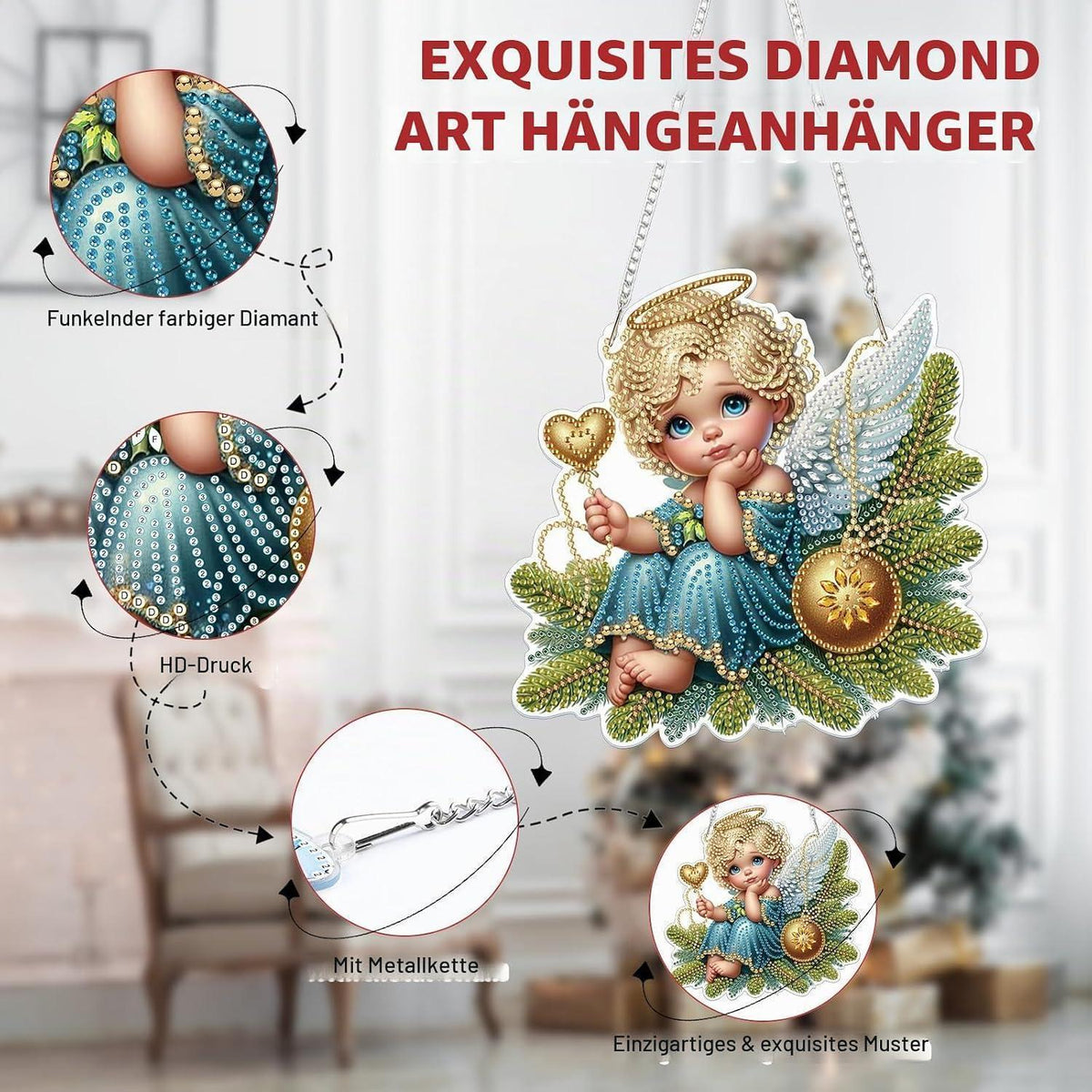 5D Diamond Painting Engel Fensterbild Weihnachten Bastelset