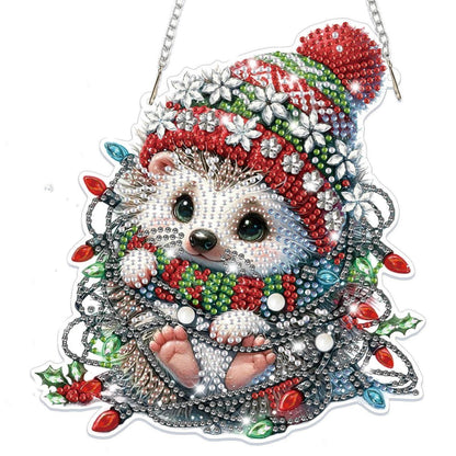 5D Diamond Painting Igel Fensterbild Weihnachten Bastelset