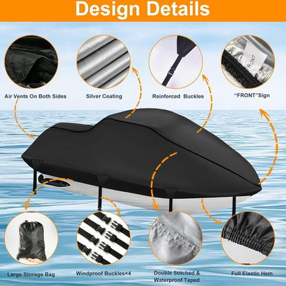 Jet Ski Abdeckplane 900D Wasserdicht mit Belüftung