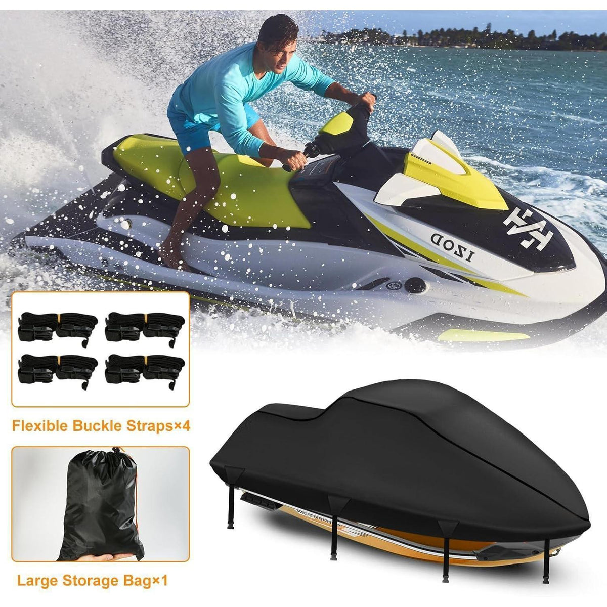 Jet Ski Abdeckplane 900D Wasserdicht mit Belüftung
