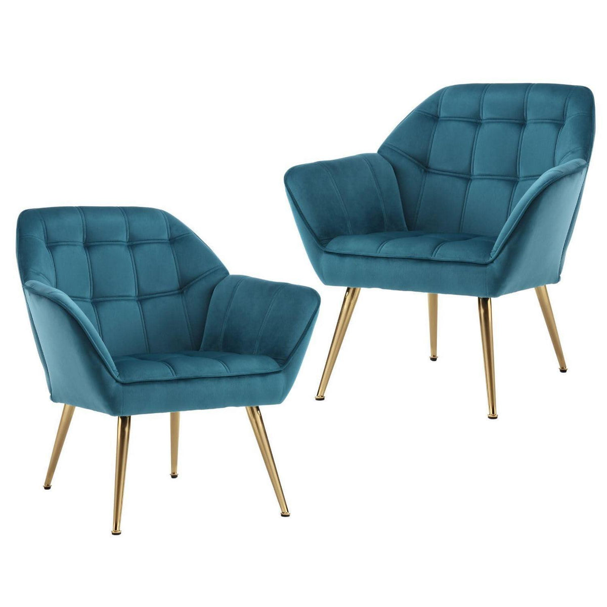 Ya-Home Akzentstuhl Set 2er - Samt Sessel Blau, Komfortabler Lesesessel