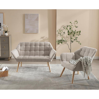 Ya-Home Akzentstuhl Set 2er – Gepolsterter Lesesessel mit Holzbeinen