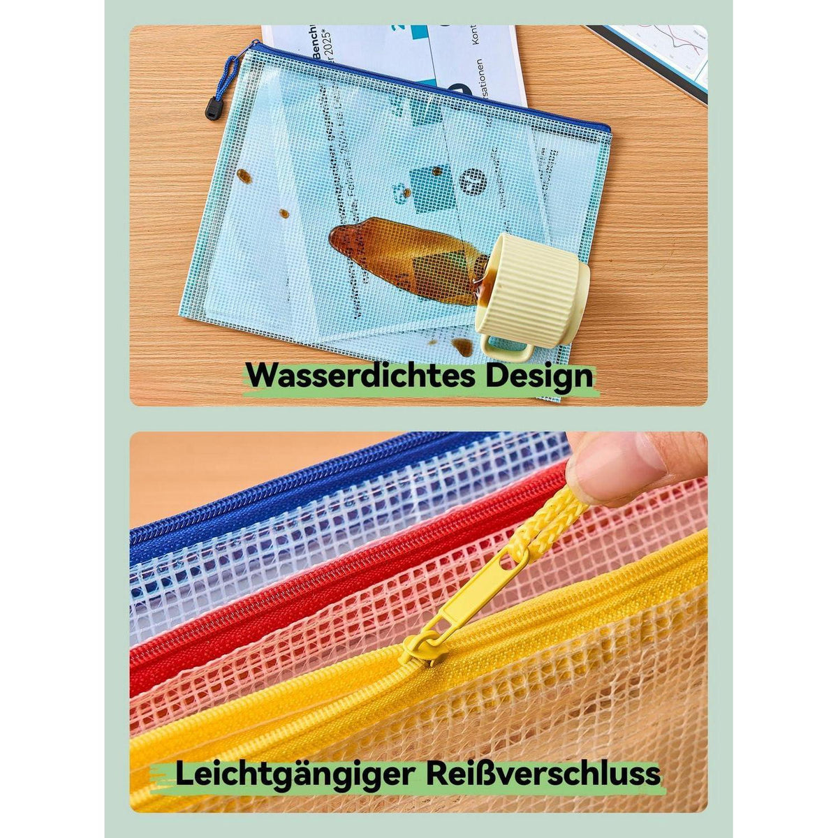 Dokumententaschen Set 15 Stück – A4, A5, A6 – Wasserdicht