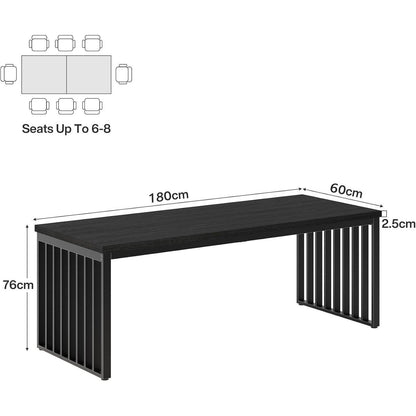 Industrietisch Esstisch 180cm Rechteckig für 6-8 Personen Schwarz