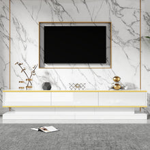 TV Lowboard 200cm mit 3 Schubladen – Weiß Hochglanz