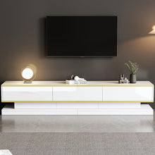 TV Lowboard 200cm mit 3 Schubladen – Weiß Hochglanz