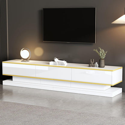 TV Lowboard 200cm mit 3 Schubladen – Weiß Hochglanz