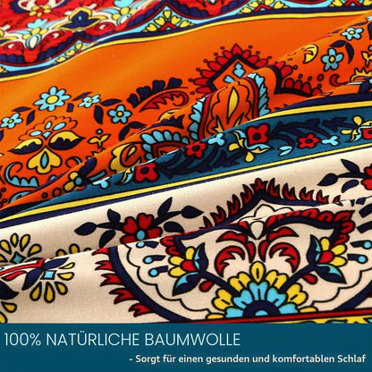 4teilige Baumwoll Bettwäsche 155x220 - Ästhetisch Bunt Vintage