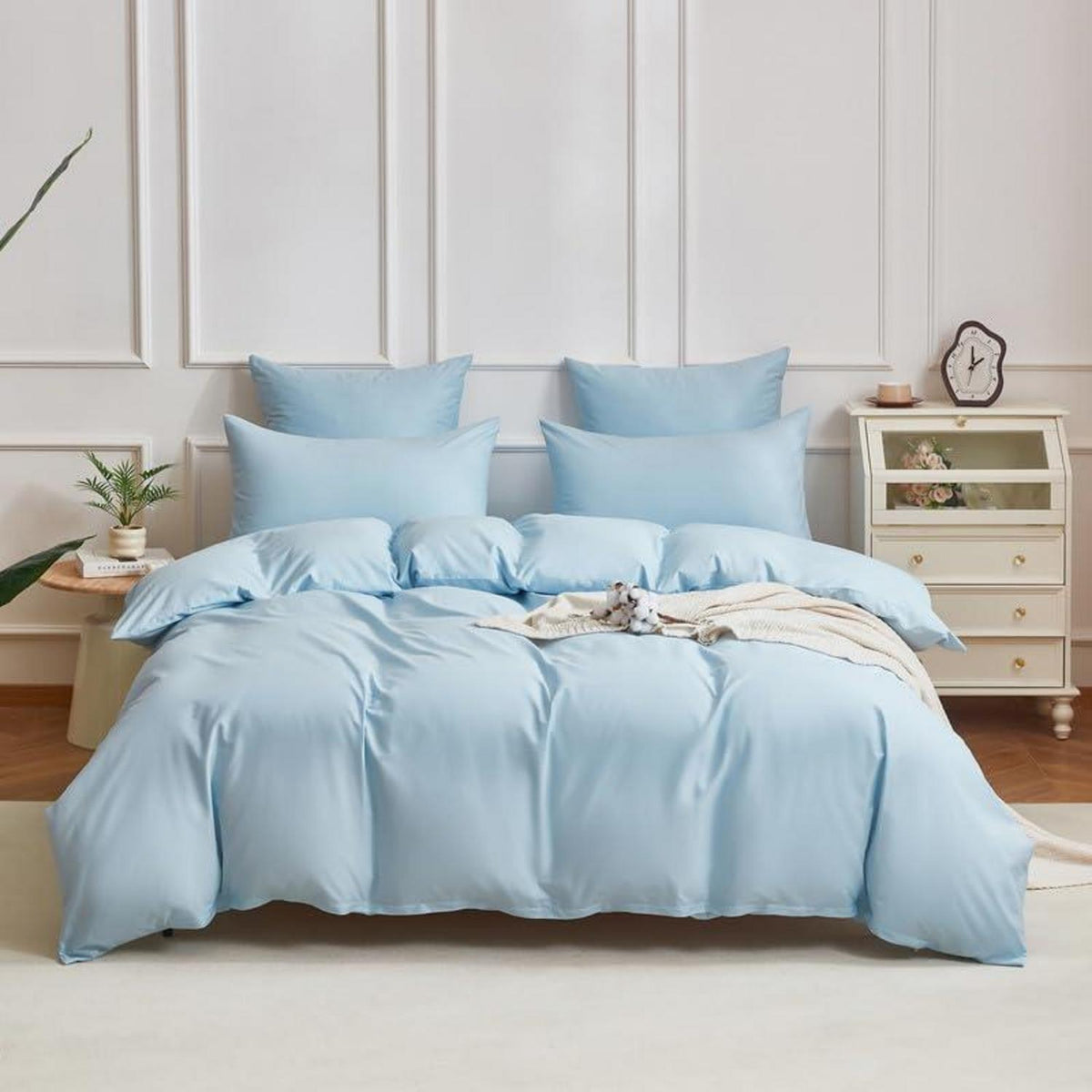 Mako Satin Bettwäsche Set 220x240cm Hellblau Baumwolle