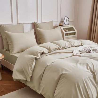 Mako Satin Bettwäsche Set 200x220cm Braun Khaki 3tlg.