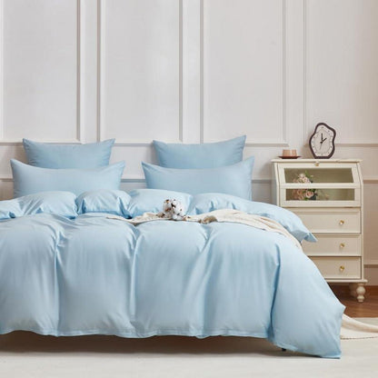Mako Satin Bettwäsche Set 200x220cm Hellblau 3tlg.