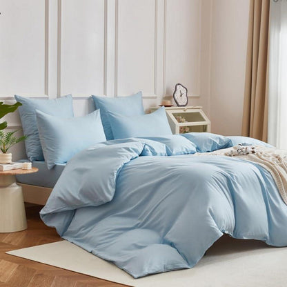 Mako Satin Bettwäsche Set 135x200 cm Hellblau Baumwolle