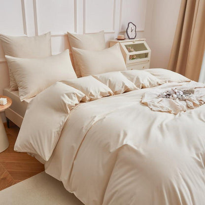Mako Satin Bettwäsche Set 135x200cm Beige Baumwolle 4tlg.