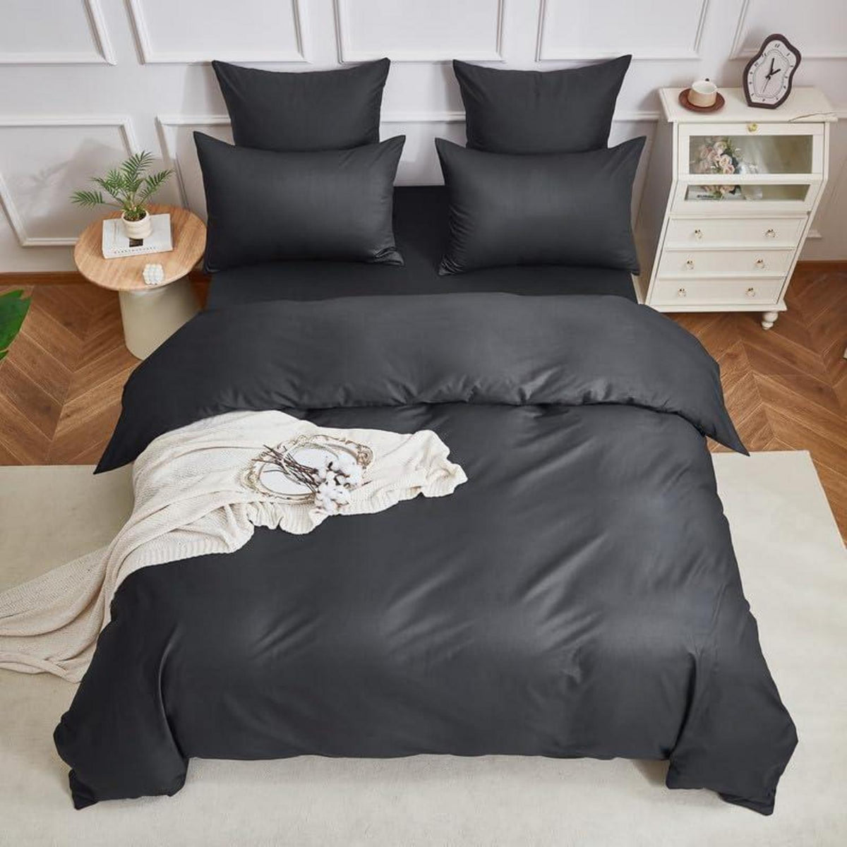 Mako Satin Bettwäsche Set 220x240cm Grau Baumwolle