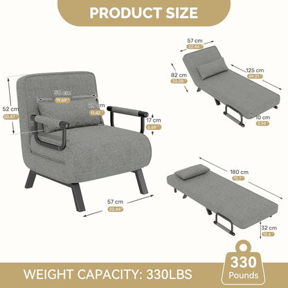 4-in-1 Schlafsessel – Platzsparendes Bett & Relaxsessel Dunkelgrau