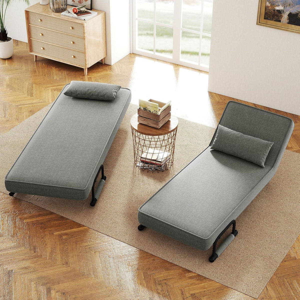 4-in-1 Schlafsessel – Platzsparendes Bett & Relaxsessel Dunkelgrau