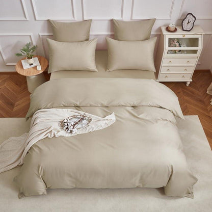 Mako Satin Bettwäsche Set 135x200 Baumwolle Khaki 4tlg.