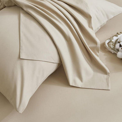 Mako Satin Bettwäsche Set 135x200 Baumwolle Khaki 4tlg.