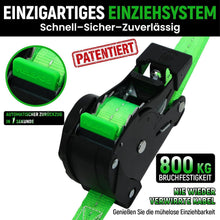 Automatischer Spanngurt-Set 3,6m mit J-Haken – 4er Pack