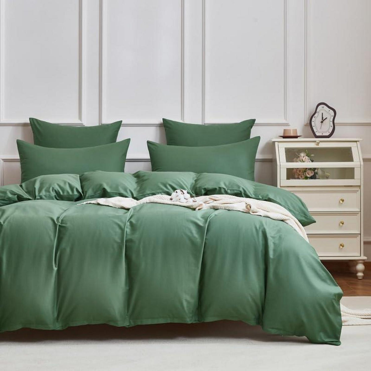Mako Satin Bettwäsche Set 135x200cm Grün Salbeigrün 4tlg.
