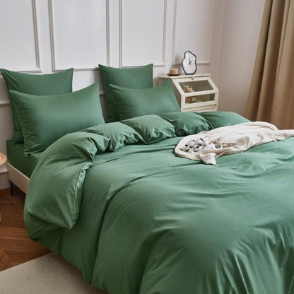 Mako Satin Bettwäsche Set 135x200cm Grün Salbeigrün 4tlg.