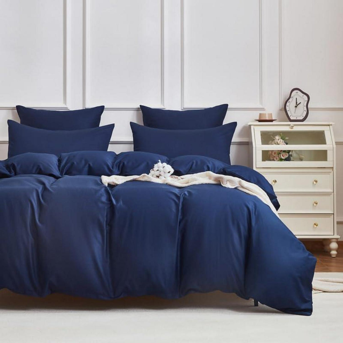 Mako Satin Bettwäsche Set 135x200cm Blau Petrol 4tlg.