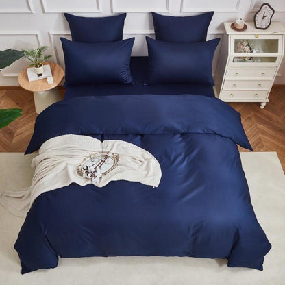 Mako Satin Bettwäsche Set 220x240cm Petrol Blau 3tlg.