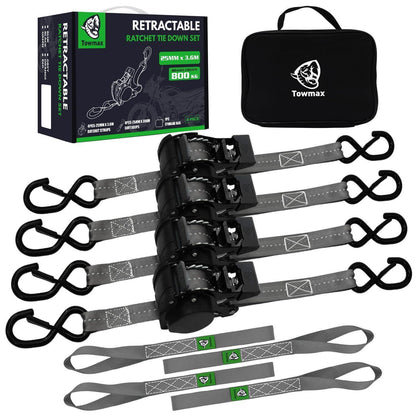 Automatischer Spanngurt-Set 3,6m mit S-Haken – 4er Pack