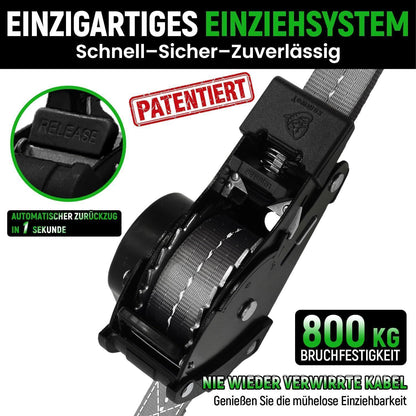 Automatischer Spanngurt-Set 3,6m mit S-Haken – 4er Pack