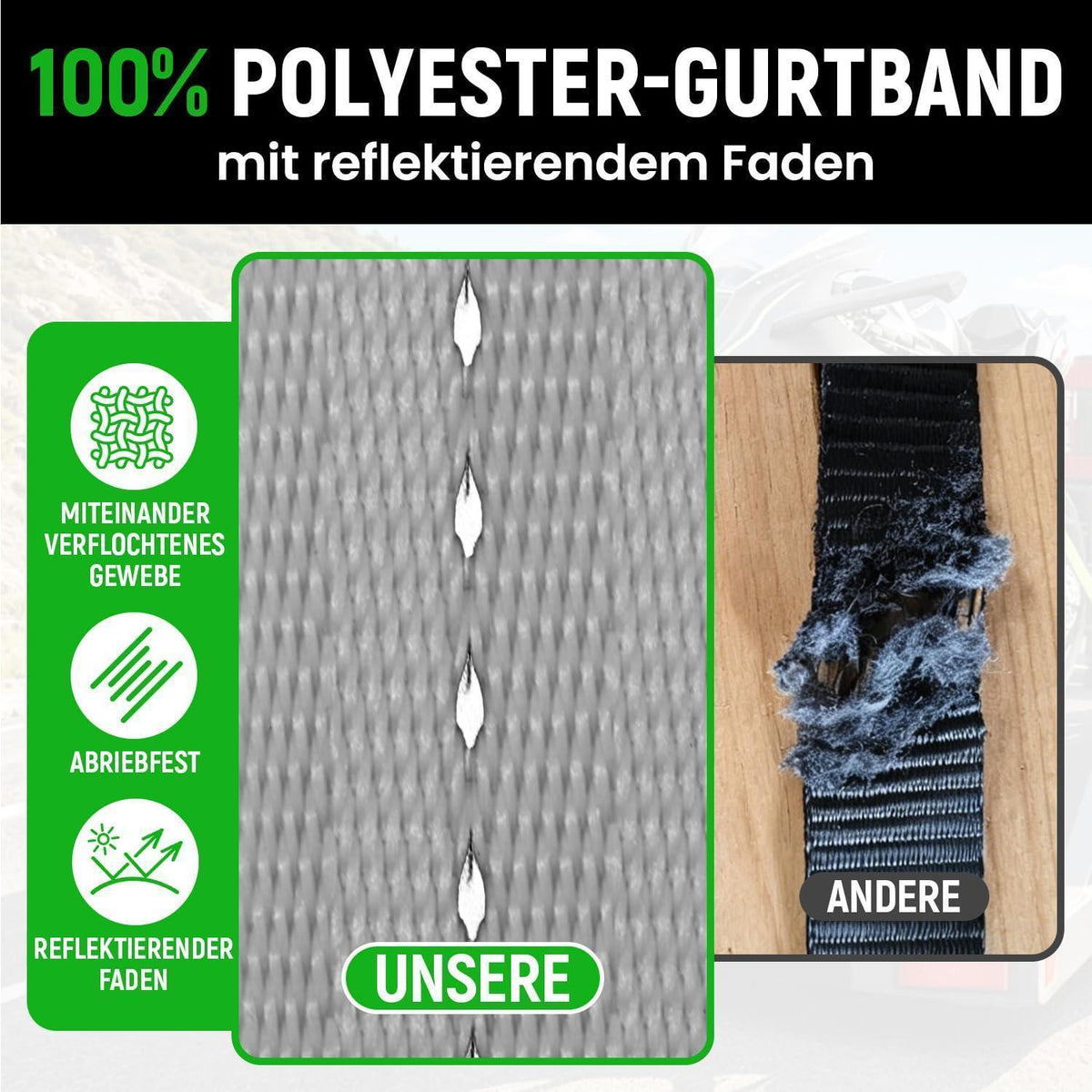Automatischer Spanngurt-Set 3,6m mit S-Haken – 4er Pack