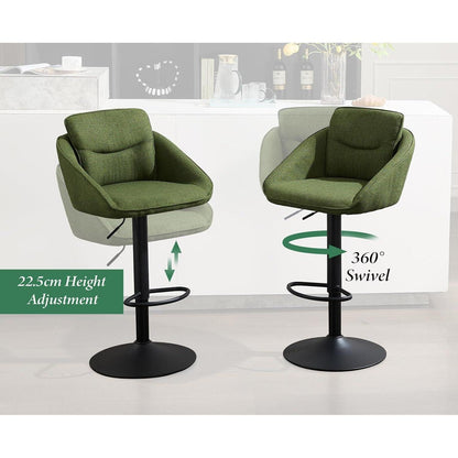 360° Drehbarer Barhocker 4er Set, Grün, Höhenverstellbar
