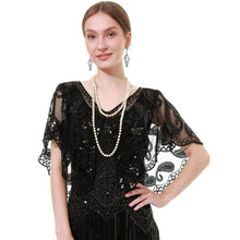 Pailletten Schal Damen 1920er Gatsby Stil mit Perlen