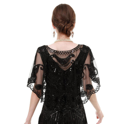 Pailletten Schal Damen 1920er Gatsby Stil mit Perlen