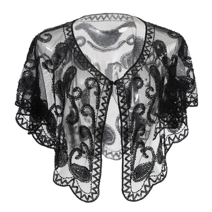 Pailletten Schal Damen 1920er Gatsby Stil mit Perlen