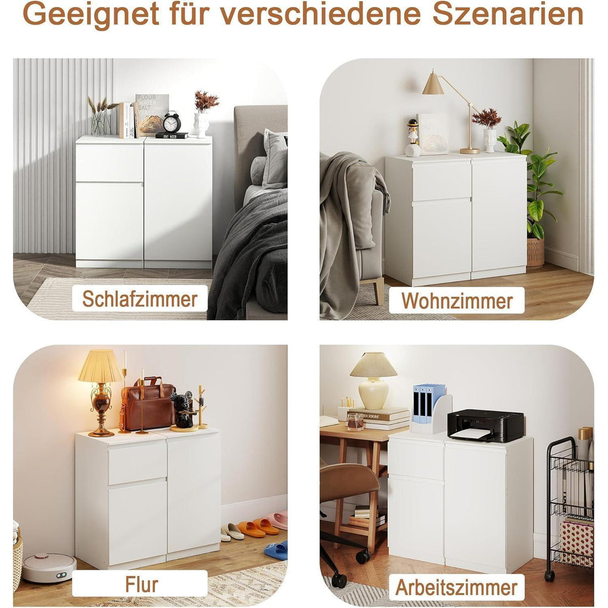 2er-Set Kommoden Weiß – Schlafzimmer, Büro & Flur
