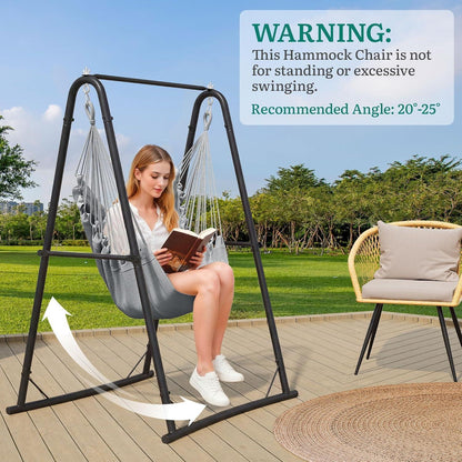 Hängesessel mit Gestell & Kissen – Grau für Terrasse & Garten