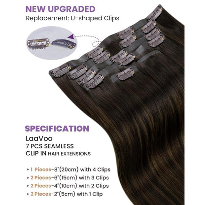 Clip-in Echthaar Extensions Braun Ombre – Voller Kopf 40cm