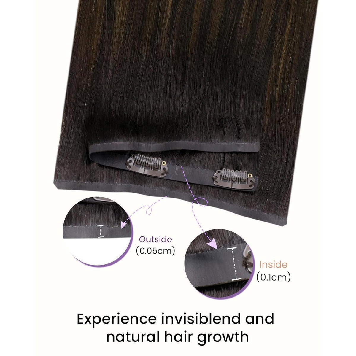 Echthaar Clip-In Extensions Braun Ombre 55cm