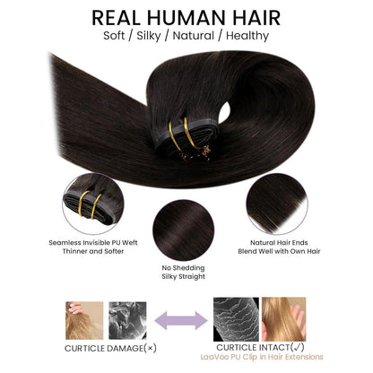 Echthaar Clip-in Extensions Braun – 40cm, 100g