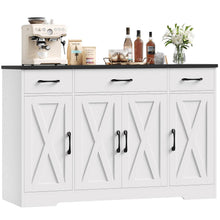 Sideboard 140cm mit Schubladen & Regalen – Weiß & Schwarz