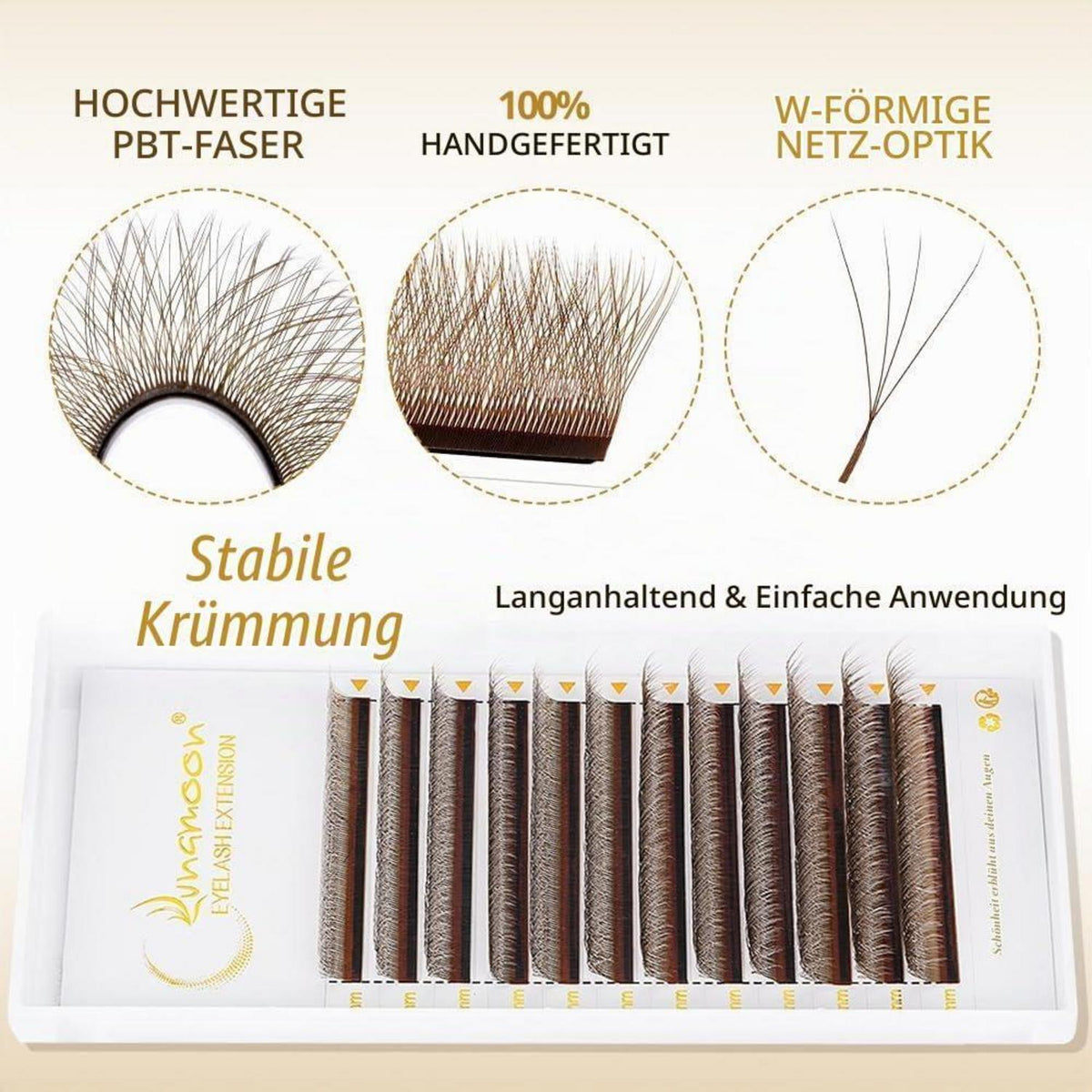 Braune 4D Volumen Wimpern – Vorgefächert & Zeitsparend