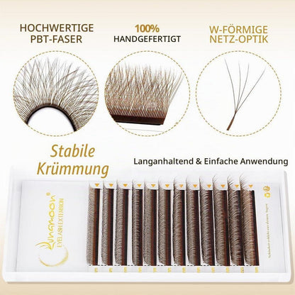 Braune 4D Volumen Wimpern – Vorgefächert & Zeitsparend