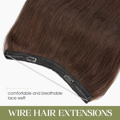 Echthaar Extension Dunkelbraun 45cm – Secret Wire Verlängerung