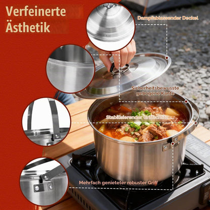Camping Kochset Edelstahl 5-teilig – Topf, Pfanne & Zubehör