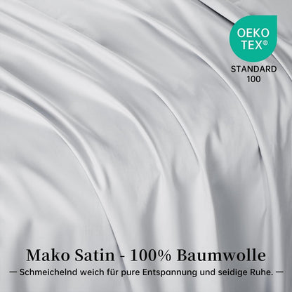 Mako Satin Bettwäsche Set 220x240 cm Weiß Baumwolle