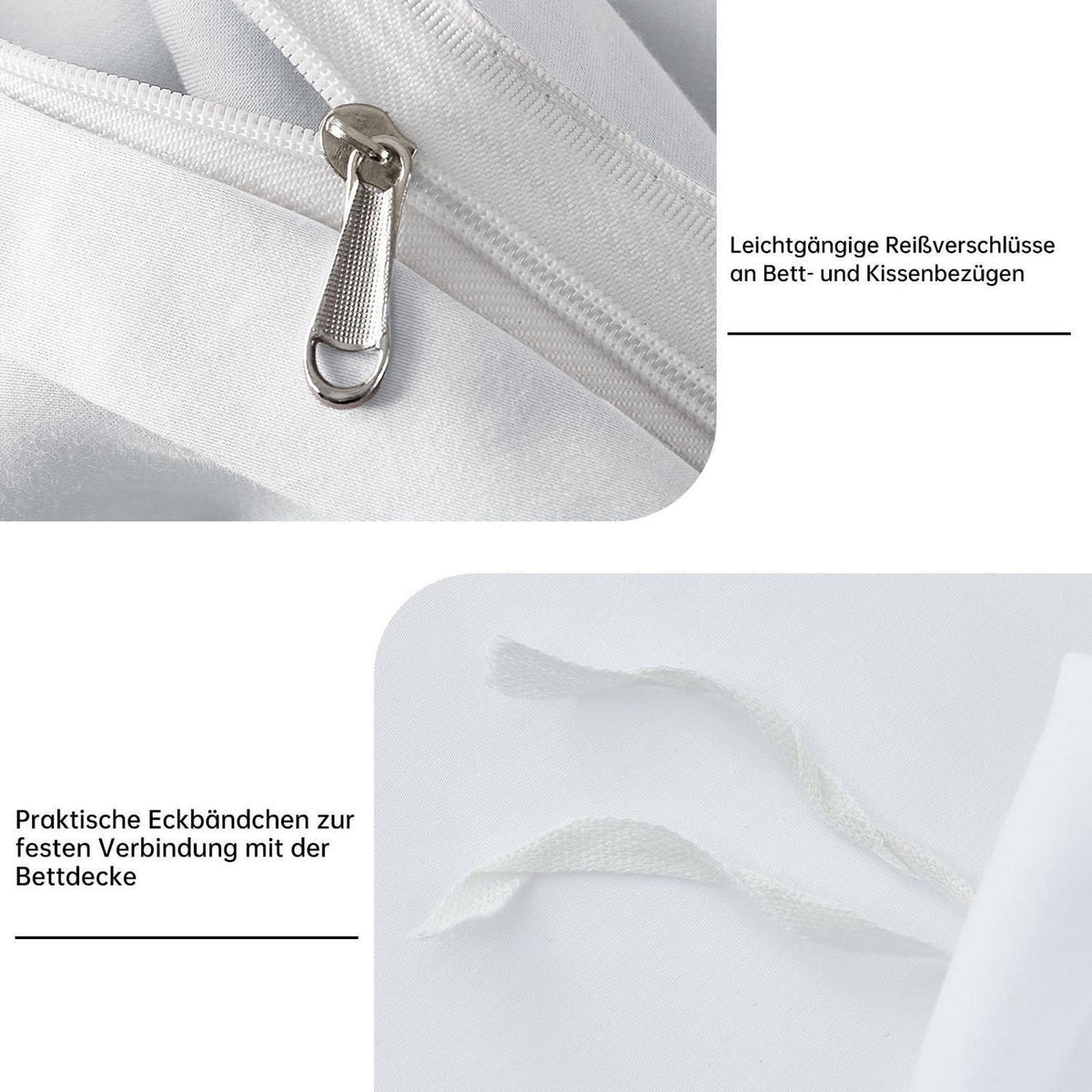 Mako Satin Bettwäsche Set 220x240 cm Weiß Baumwolle