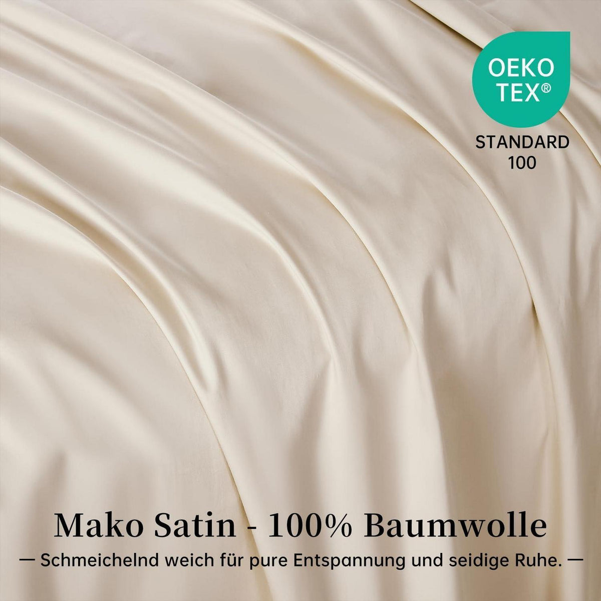 Satin Bettwäsche Set 200x200 cm Beige Baumwolle