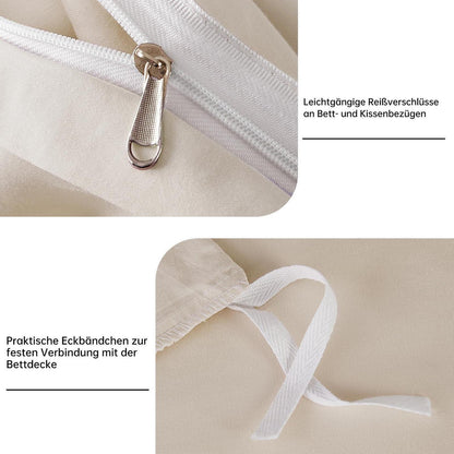 Satin Bettwäsche Set 200x200 cm Beige Baumwolle